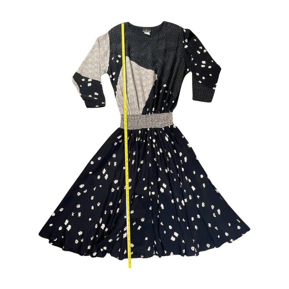 Carole Little Patchwork Geometric Midi dress with Shoulder Pads Size 14 - Picture 3 of 12
